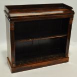 An Antique rosewood open bookcase, with shaped gallery top and open shelves, width 3'6",