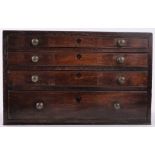 A Victorian mahogany table top chest of 4 long graduated drawers, width 21", height 13.5".