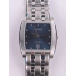 A gent's Rado Florence quartz wristwatch, with blue dial and calendar, case width 30mm, boxed,