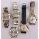 5 Various gents Vintage wristwatches.