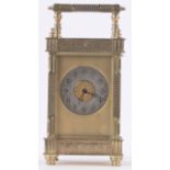A good quality French brass cased carriage clock circa 1900,