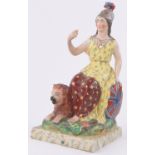 A mid 19th century Staffordshire pottery figure of Britannia, height 14".