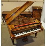 A Gors & Kallmann (Berlin) burr walnut cased baby grand piano, width 4'9".