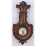 A 19th century French ormolu and marble cased wall hanging lyre shaped clock,