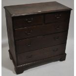 A George III oak chest of 2 short and 3 long drawers, bracket feet, width 3'1", height 3'3",