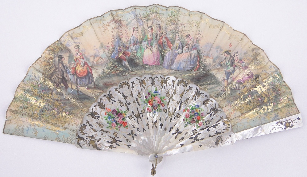 A 19th century pierced mother of pearl fan,