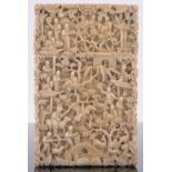 A large 19th century Chinese relief carved ivory card case,