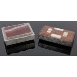 2 Nickel plate and agate set vesta cases, (2).