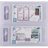 2 Apollo VIII Nasa First Day Covers, signed by the astronauts James Lovell and Frank Borman, (2).