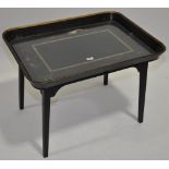 A 19th century papier maché tray top occasional table,