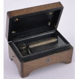 A 19th century miniature maple cased musical box, playing on a 7cm cylinder, case length 12.