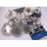 A large quantity of Victorian and later plated items.