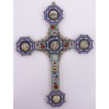 A 19th century micro-mosaic and gilt metal cross,