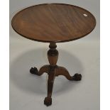 A 19th century mahogany dish top tripod table, width 2'2", height 2'3".