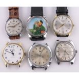 A group of gents mechanical wristwatches, (6).