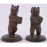 A pair of carved wood Black Forest standing bears, height 13cm.