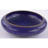 A Chinese blue ground Cloisonne enamel bowl, with dragon design and 4 character mark under,