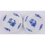 A pair of 18th century French blue and white Tournai porcelain plates, diameter 25cm.