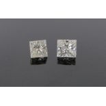 2 Unmounted princess-cut diamonds, approx. 0.4 - 0.5cts each.