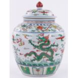 A large Chinese Famille Verte porcelain jar and cover,