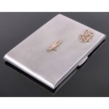 A gold inlaid silver cigarette case