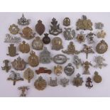 A Collection of military cap badges.