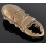 A Victorian brass stag beetle design vesta case, length 6.5cm.