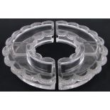 A Rene Lalique circular glass 4-section table centre dish, lobed gadrooned moulded edges,