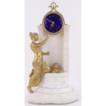 A 19th century French alabaster and gilt metal cased mantel clock,
