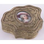 An ornate French gilt brass trinket box, late 19th/early 20th century,