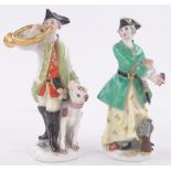 Pair of miniature Meissen porcelain figures, height 8cm.