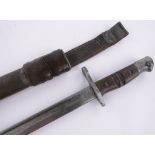An American Remington First War period sword bayonet, dated 1913, blade length 43cm,