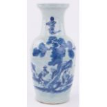 A Chinese blue and white porcelain vase, with painted mountain landscape design, height 35cm.