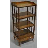 A Regency birdseye maple and parcel gilt 4-tier whatnot, with spindle sides,