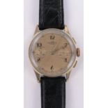 A Geo Swiss made chronograph wristwatch circa 1970, gold plated case with stopwatch,