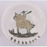 A Pablo Picasso Madoura pottery dish, with design of Don Quixote, diameter 16cm.