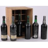 6 Bottles of Crusted Port, 2 Dows 1963, 1 Noval 1962, 2 Grahams 1963 and 1 unlabelled 1963,