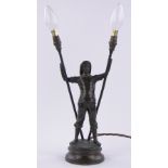 Antoine Bofill (Spanish 1875-1921) bronze table lamp in the form of a fisherman, signed on base,