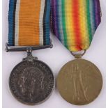 A British War medal and Victory medal, to Pte. 5-2543 G B Goodinge, 5th Btn. Royal Sussex Regiment.