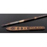 A Tunbridge Ware and rosewood bookmark, length 12.