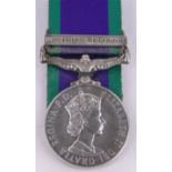 A Queen Elizabeth II General Service medal with Northern Ireland bar, to Pte.