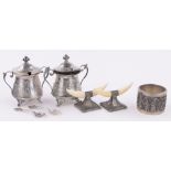 Pair of continental silver mustard pots,