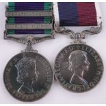 A Queen Elizabeth II General Service medal with 2 bars,