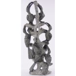 An African soapstone Tree of Life carving with toucans, height 76cm.