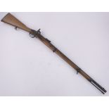 A Victorian Enfield percussion rifle, dated 1859, with VR monogram on lock, length overall 123cm.