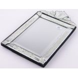 A modern Venetian style etched toilet mirror, height 54cm.