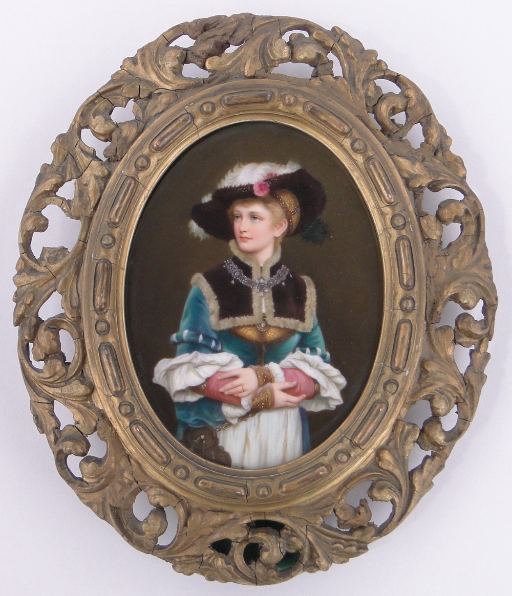 A 19th century German painted porcelain plaque, possibly Berlin,