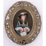 A 19th century German painted porcelain plaque, possibly Berlin,