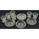 A set of 6 Venetian gilded glass dishes on stands, with green edges circa 1920s, diameter 9cm.