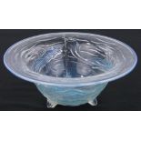 A Jobling opalescent moulded glass fish design bowl, circa 1934, diameter 11", height 4.5".